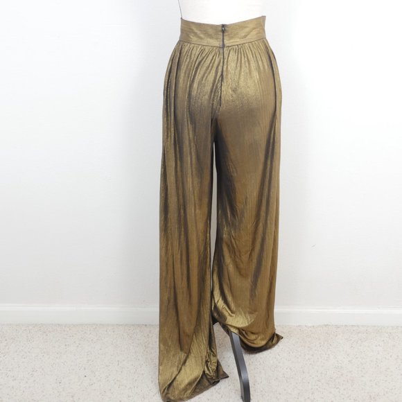 FKSP Made in Los Angeles Gold Black Metallic High Waist Wide Leg XS Disco Pant - Picture 9 of 11